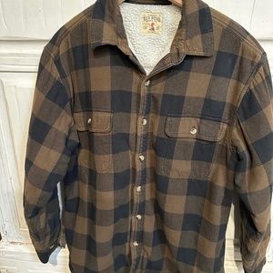 Sherpa lined plaid long sleeve shirt